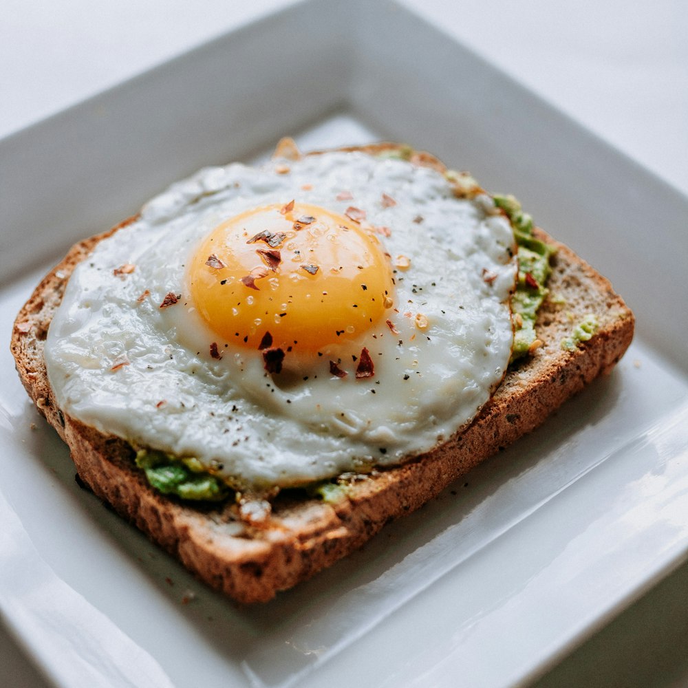 A fried egg on sourdough toast
