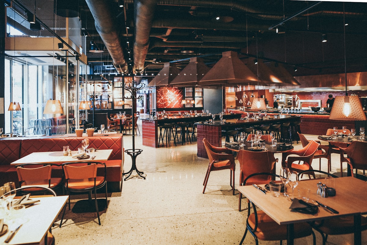 Tables set for evening service