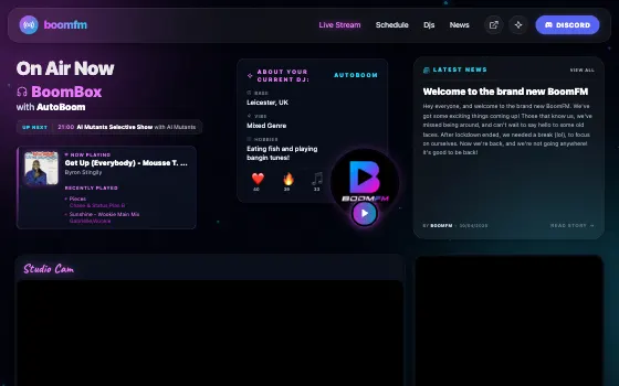 Home page of BoomFM
