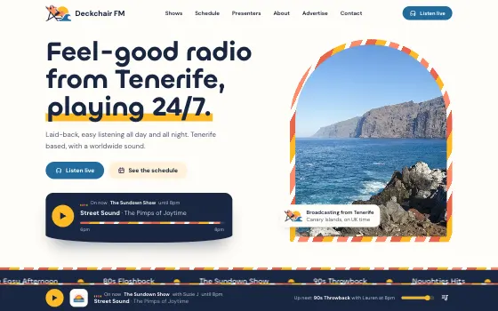 Home page of Deckchair FM