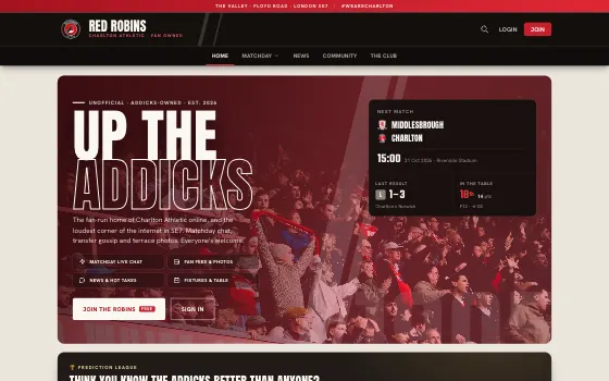Home page of Red Robins