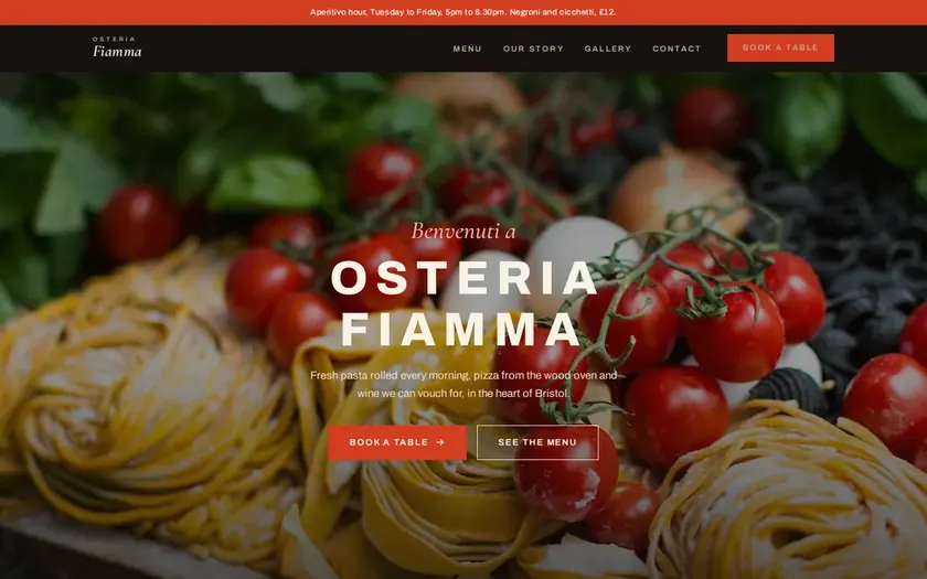 Home page of Osteria Fiamma